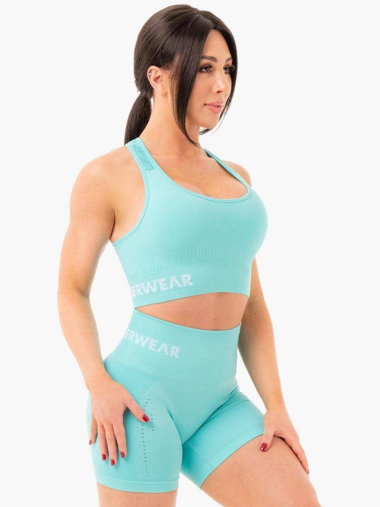 Aqua Marl Ryderwear Women Sports Bra Seamless Staples Women's Sports Bra | AU2529TV