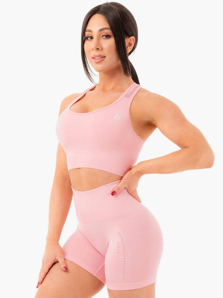 Baby Pink Marl Ryderwear Women Sports Bra Seamless Staples Women's Sports Bra | AU2527UT