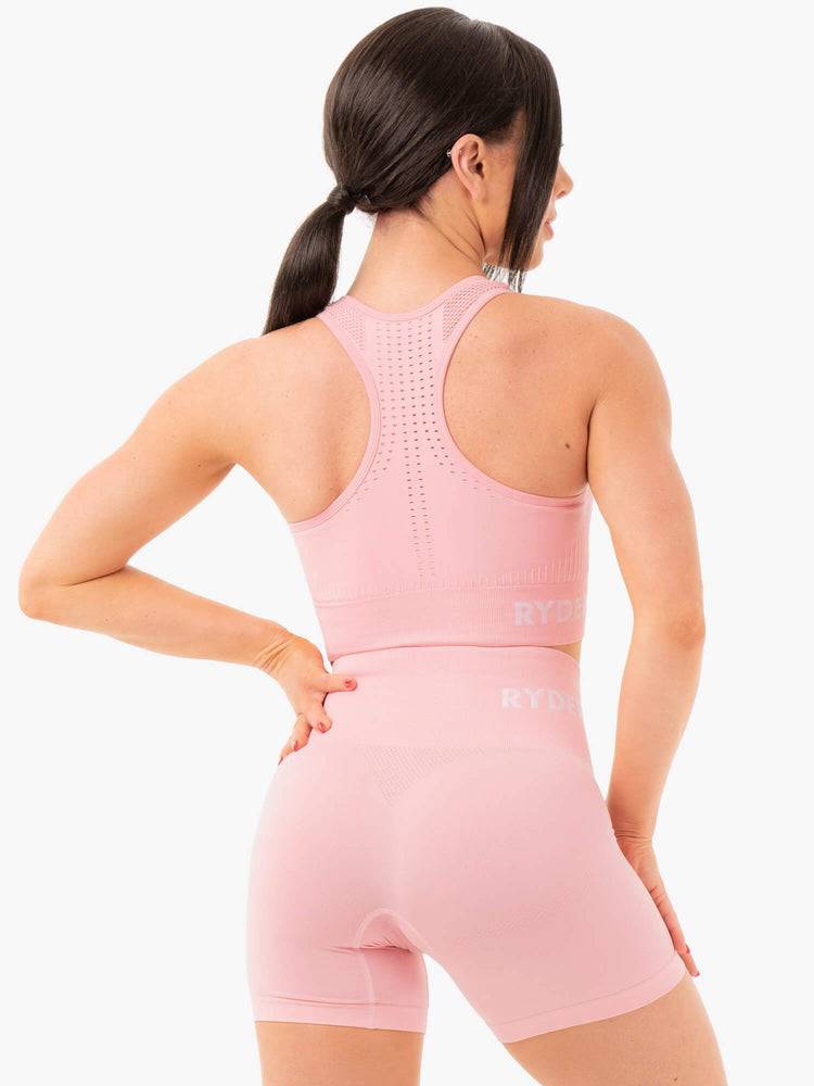 Baby Pink Marl Ryderwear Women Sports Bra Seamless Staples Women's Sports Bra | AU2527UT