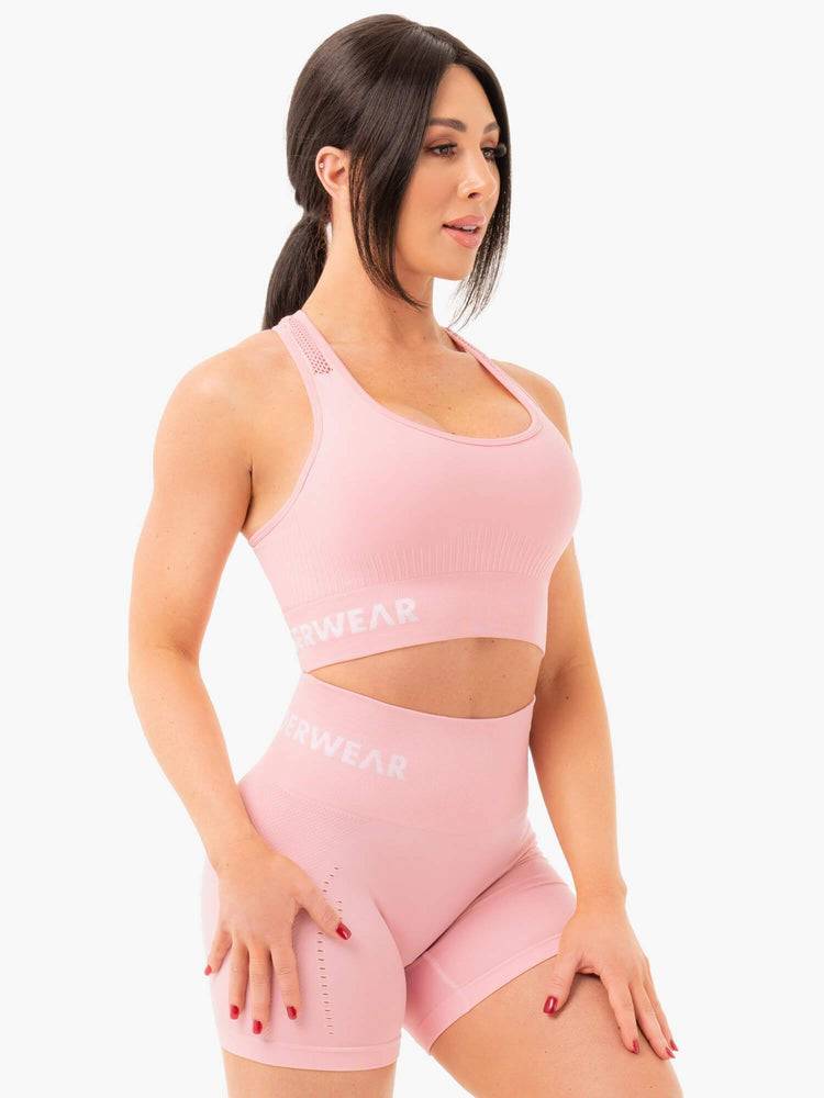 Baby Pink Marl Ryderwear Women Sports Bra Seamless Staples Women's Sports Bra | AU2527UT