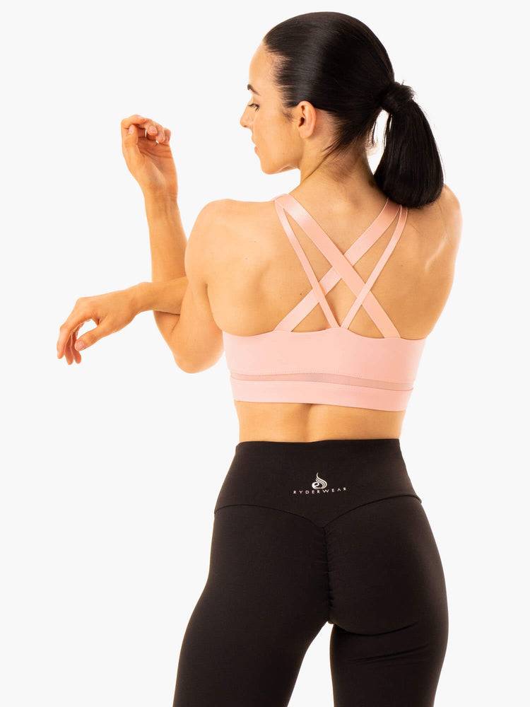 Baby Pink Ryderwear Women Sports Bra Amazon Mesh Women's Sports Bra | AU2332ZG