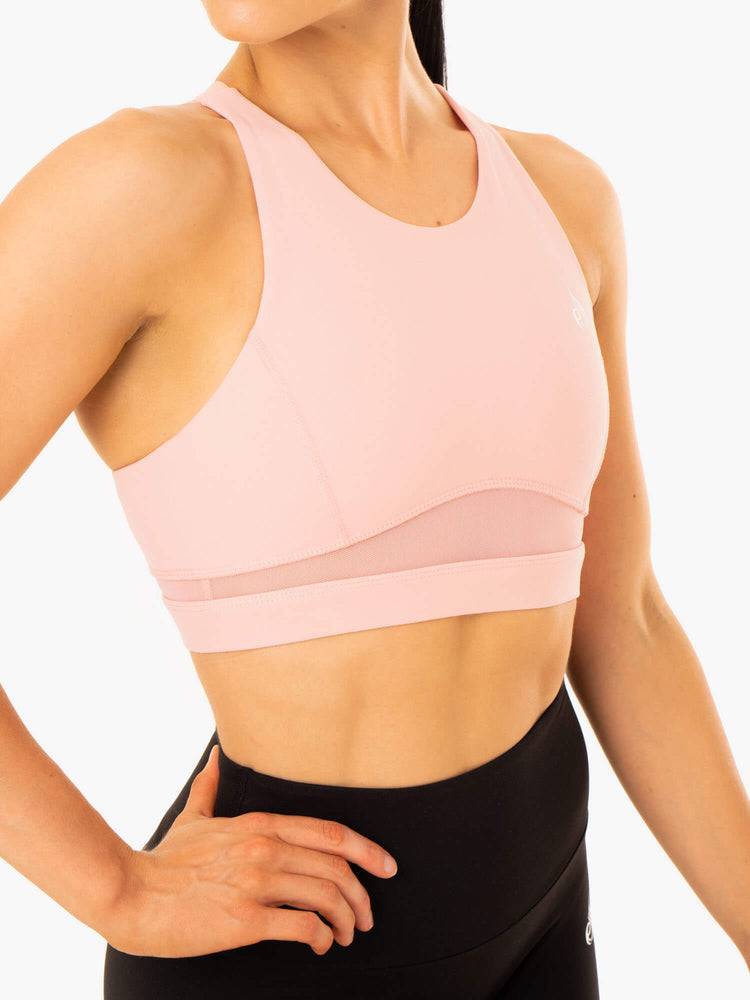 Baby Pink Ryderwear Women Sports Bra Amazon Mesh Women's Sports Bra | AU2332ZG