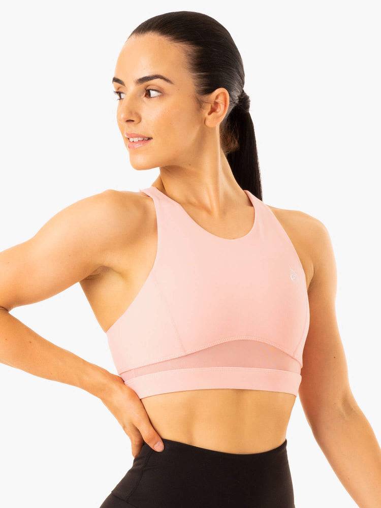 Baby Pink Ryderwear Women Sports Bra Amazon Mesh Women's Sports Bra | AU2332ZG