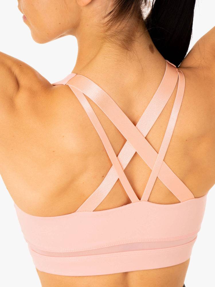 Baby Pink Ryderwear Women Sports Bra Amazon Mesh Women's Sports Bra | AU2332ZG