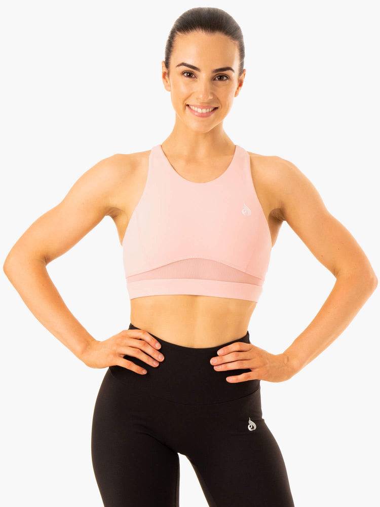 Baby Pink Ryderwear Women Sports Bra Amazon Mesh Women\'s Sports Bra | AU2332ZG