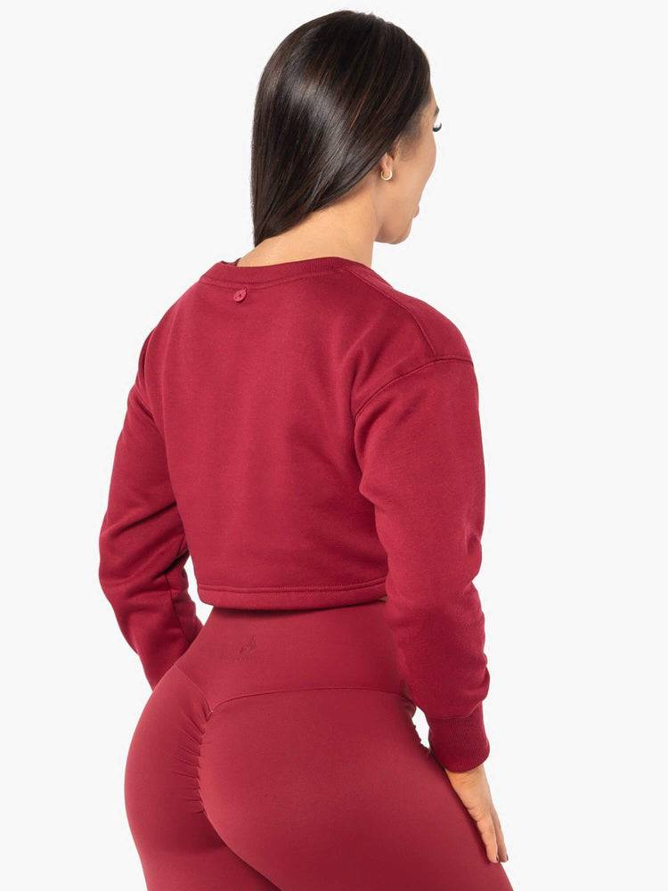 Berry Red Ryderwear Women Sweaters Elevate Cropped Women's Sweaters | AU2569JJ