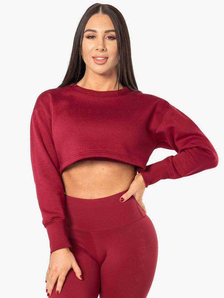 Berry Red Ryderwear Women Sweaters Elevate Cropped Women\'s Sweaters | AU2569JJ