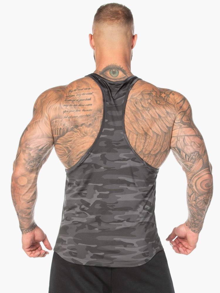 Black Camo Ryderwear Men Gym Stringers Camo Stringer T-Back Men's Gym Stringers | AU1506QZ