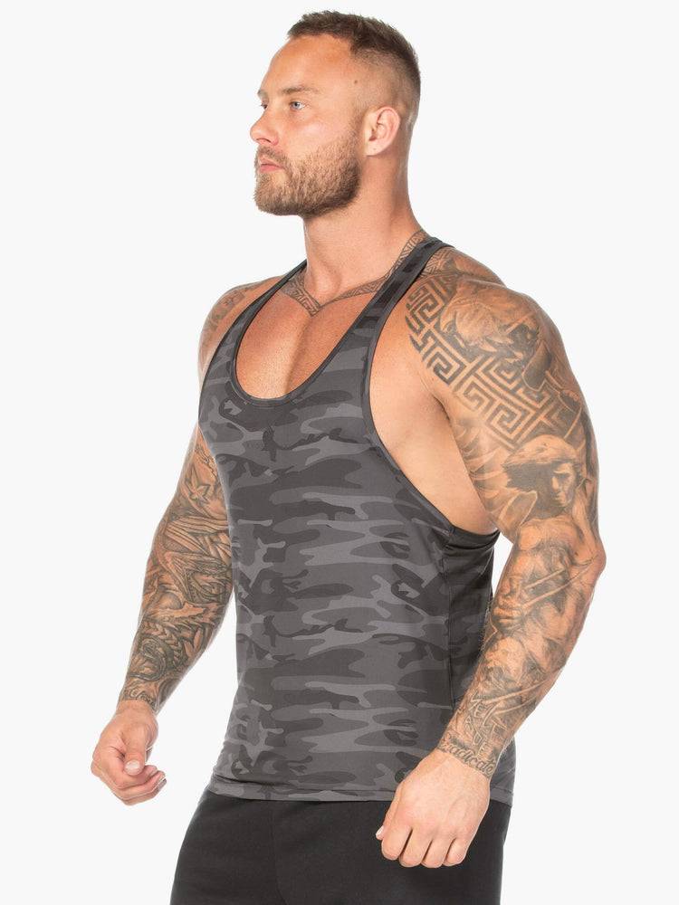 Black Camo Ryderwear Men Gym Stringers Camo Stringer T-Back Men's Gym Stringers | AU1506QZ