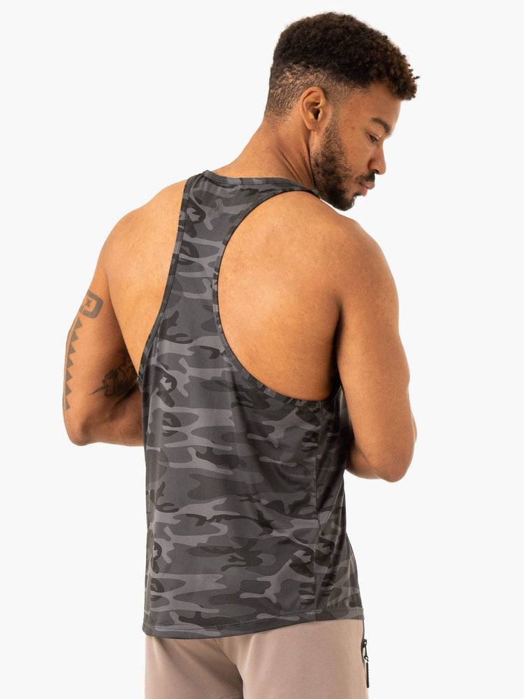 Black Camo Ryderwear Men Gym Stringers Overdrive Stringer T-Back Men's Gym Stringers | AU1533WY