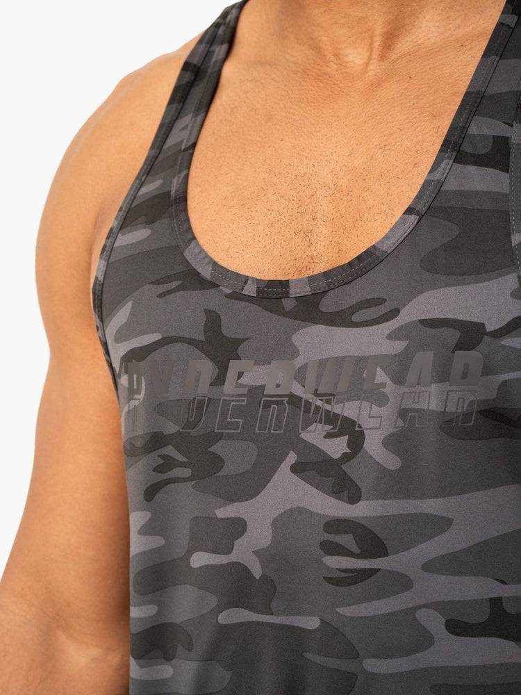 Black Camo Ryderwear Men Gym Stringers Overdrive Stringer T-Back Men's Gym Stringers | AU1533WY