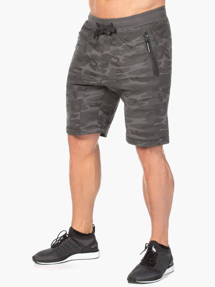 Black Camo Ryderwear Men Shorts Camo Fleece Track Men's Shorts | AU1355YU