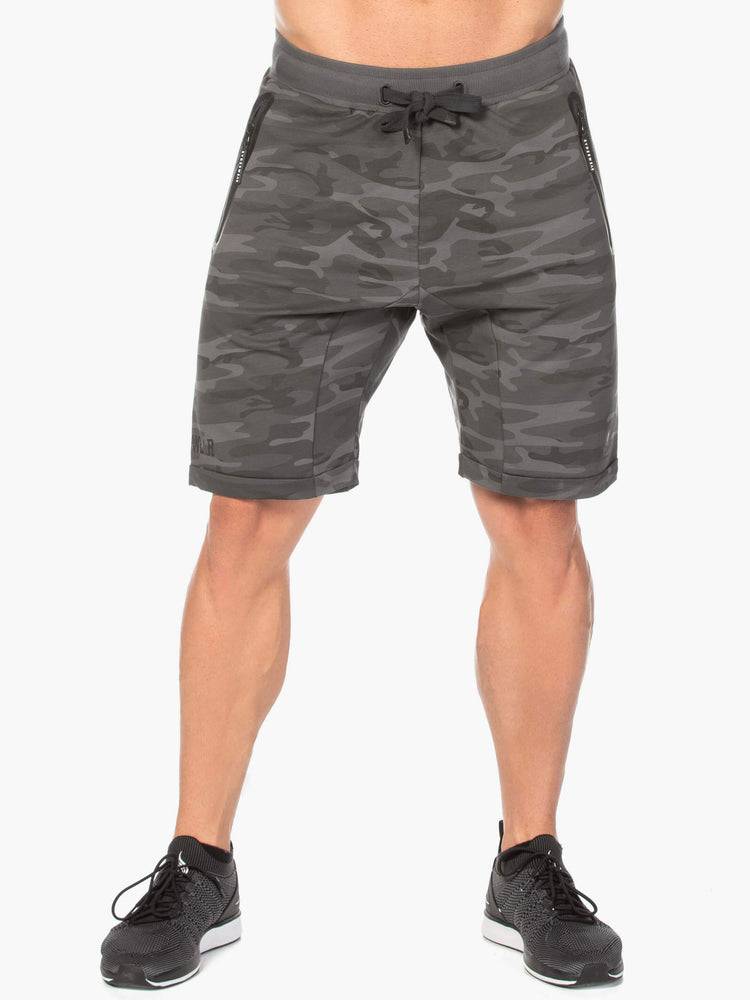 Black Camo Ryderwear Men Shorts Camo Fleece Track Men\'s Shorts | AU1355YU