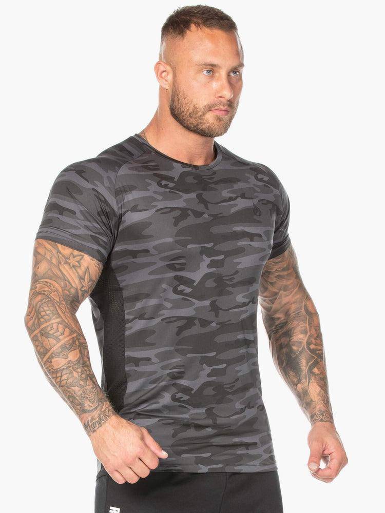 Black Camo Ryderwear Men T Shirts Camo Mesh Men's T Shirts | AU1207FM