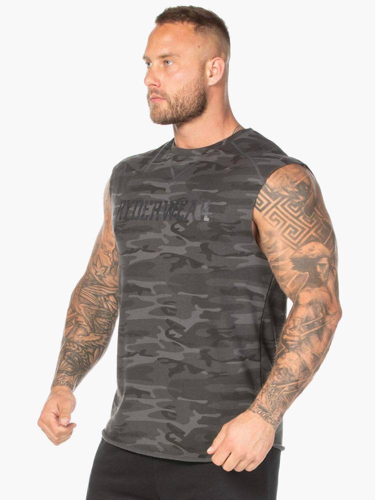 Black Camo Ryderwear Men Tanks Camo Fleece Tank Men's Tanks | AU1072OR