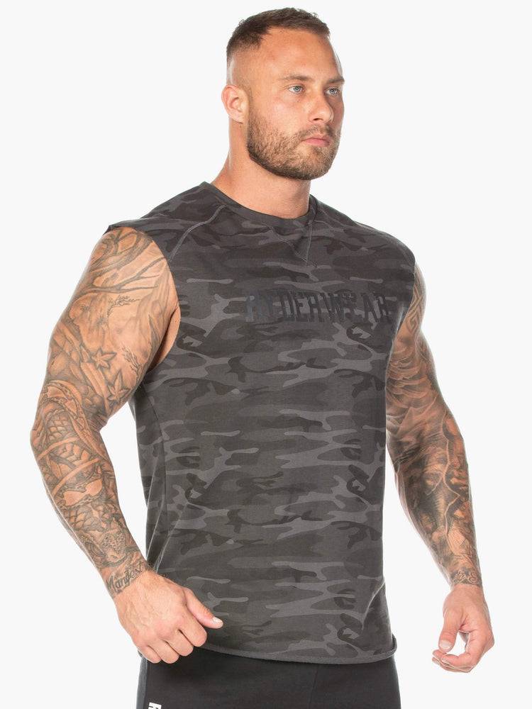 Black Camo Ryderwear Men Tanks Camo Fleece Tank Men's Tanks | AU1072OR