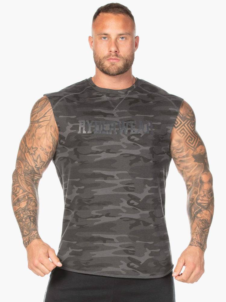 Black Camo Ryderwear Men Tanks Camo Fleece Tank Men\'s Tanks | AU1072OR