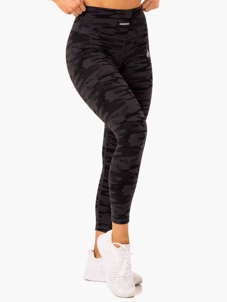 Black Camo Ryderwear Women Leggings Base Full Length Women's Leggings | AU1883FM