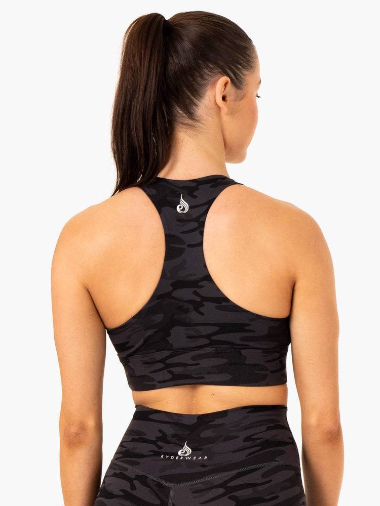 Black Camo Ryderwear Women Sports Bra Base Racer Back Women's Sports Bra | AU2365DN