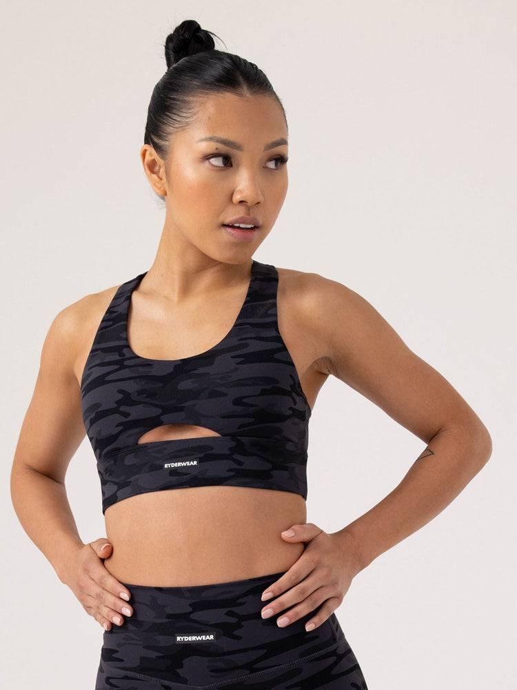 Black Camo Ryderwear Women Sports Bra Base Racer Back Women\'s Sports Bra | AU2365DN