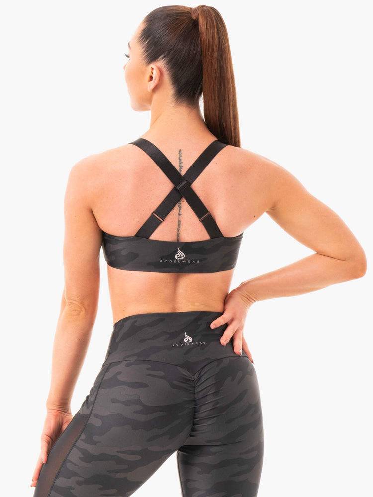 Black Camo Ryderwear Women Sports Bra Camo Women's Sports Bra | AU2445AP