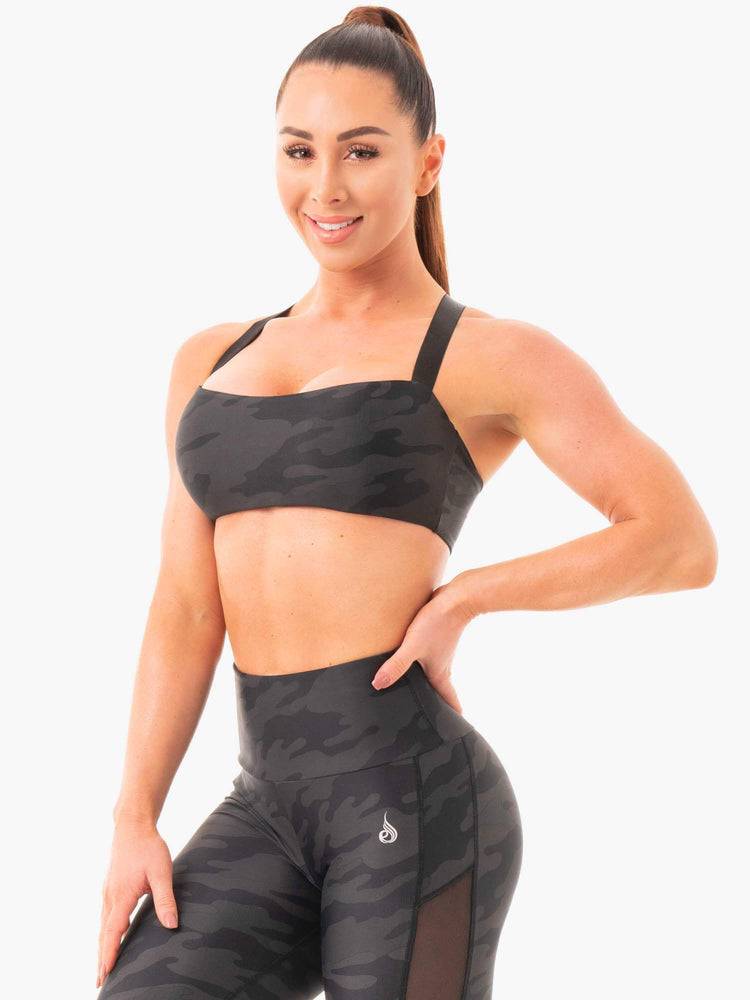 Black Camo Ryderwear Women Sports Bra Camo Women's Sports Bra | AU2445AP