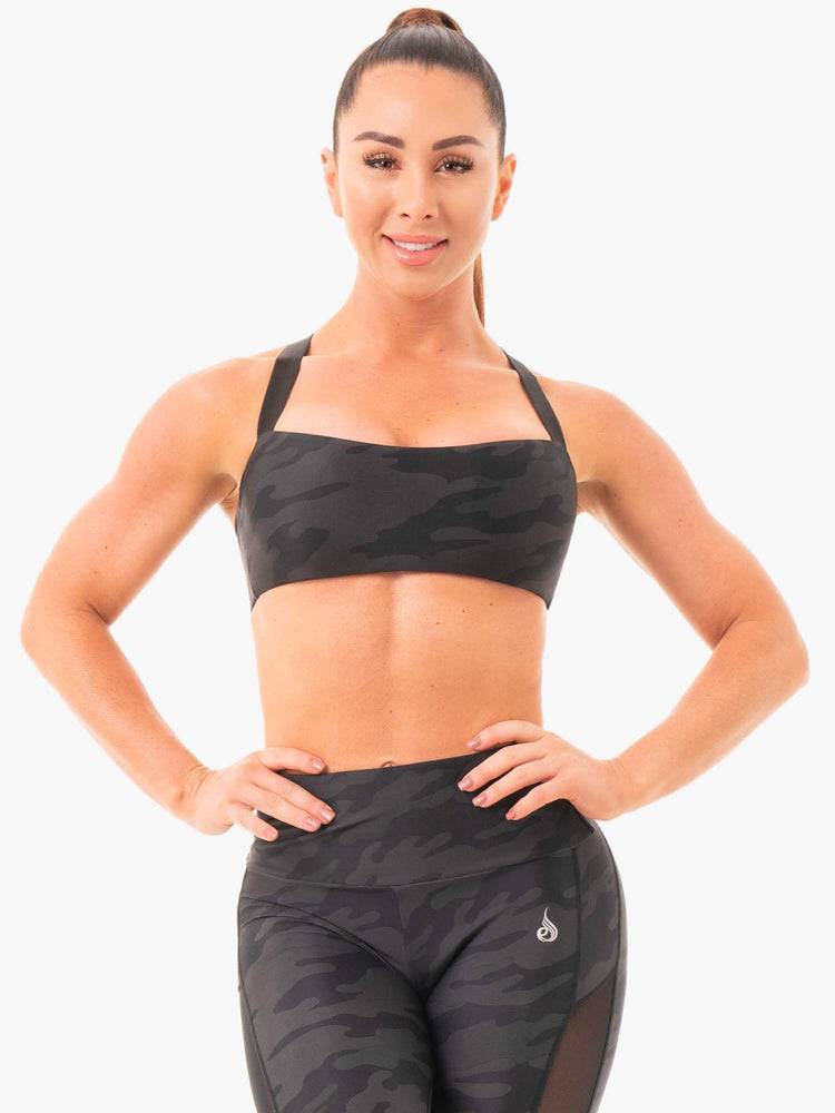 Black Camo Ryderwear Women Sports Bra Camo Women\'s Sports Bra | AU2445AP