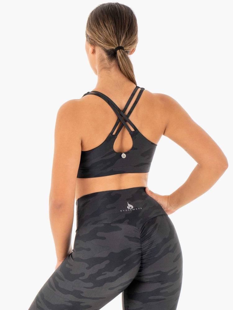 Black Camo Ryderwear Women Sports Bra Camo Women's Sports Bra | AU2542KI