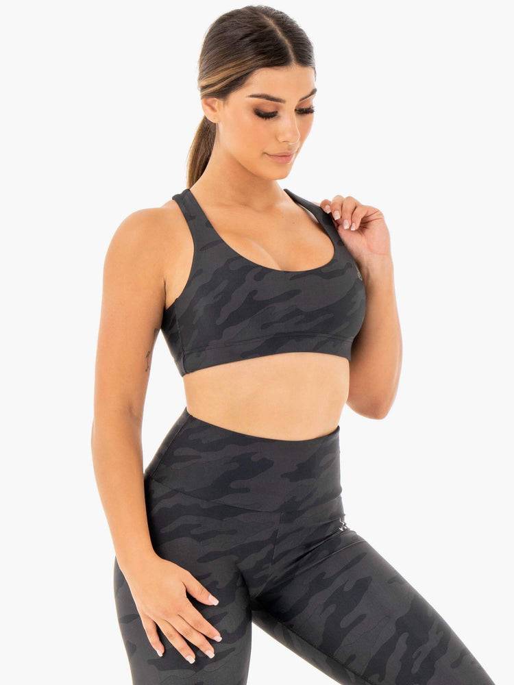 Black Camo Ryderwear Women Sports Bra Camo Women's Sports Bra | AU2542KI