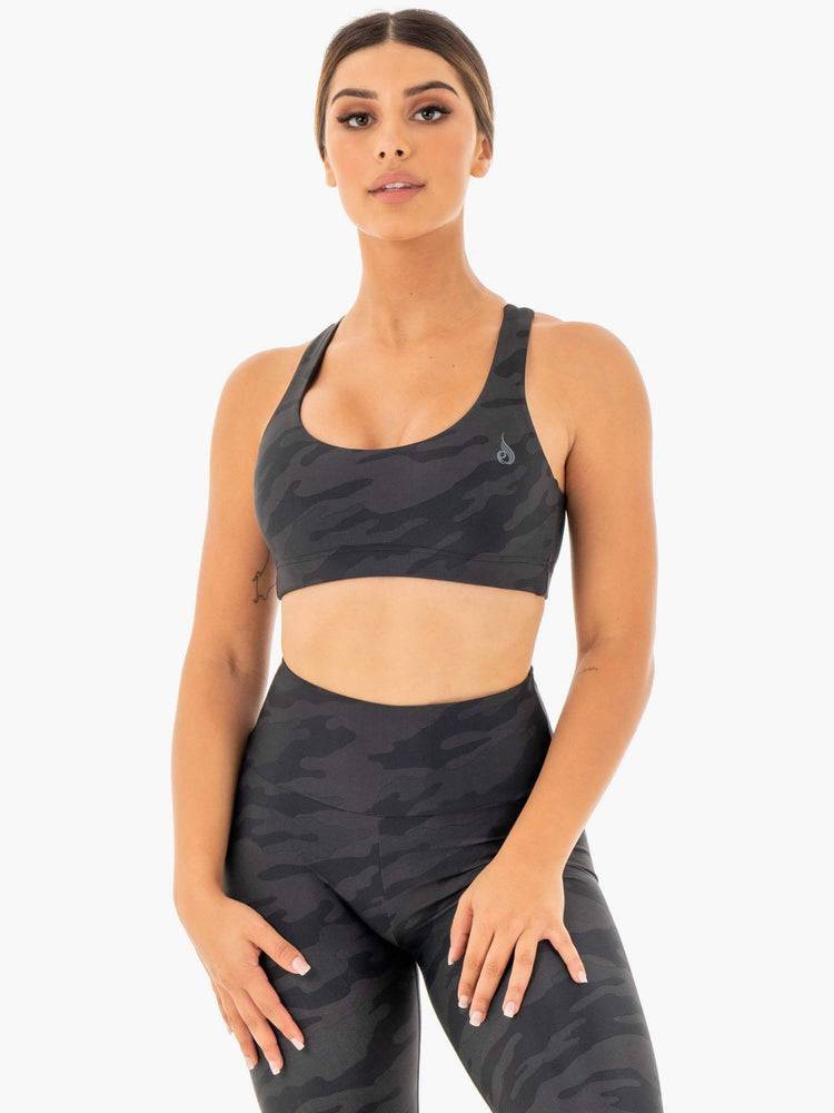 Black Camo Ryderwear Women Sports Bra Camo Women\'s Sports Bra | AU2542KI