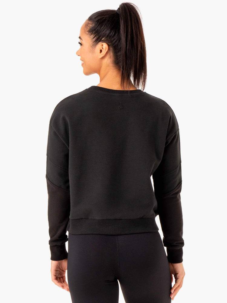 Black/Charcoal Ryderwear Women Sweaters Hybrid Pullover Jumper Women's Sweaters | AU2632UT