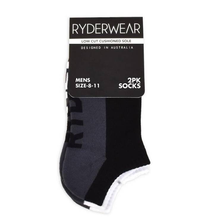 Black/Grey and White/Grey Ryderwear Men Socks Mens 2 Pack Men\'s Socks | AU1559WY