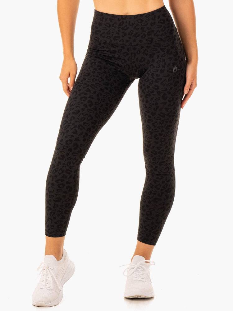 Black Leopard Ryderwear Women Leggings Adapt High Waisted Scrunch Women's Leggings | AU1846EX