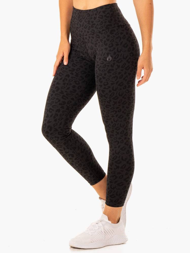 Black Leopard Ryderwear Women Leggings Adapt High Waisted Scrunch Women's Leggings | AU1846EX