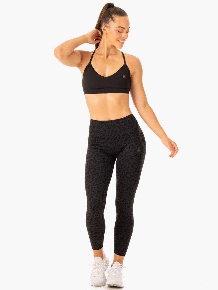 Black Leopard Ryderwear Women Leggings Adapt High Waisted Scrunch Women's Leggings | AU1846EX