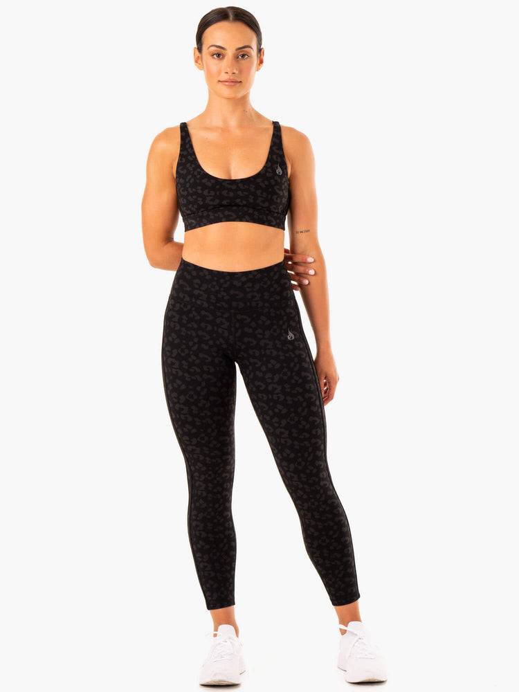 Black Leopard Ryderwear Women Leggings Evolution High Waisted Scrunch Women's Leggings | AU1913KI