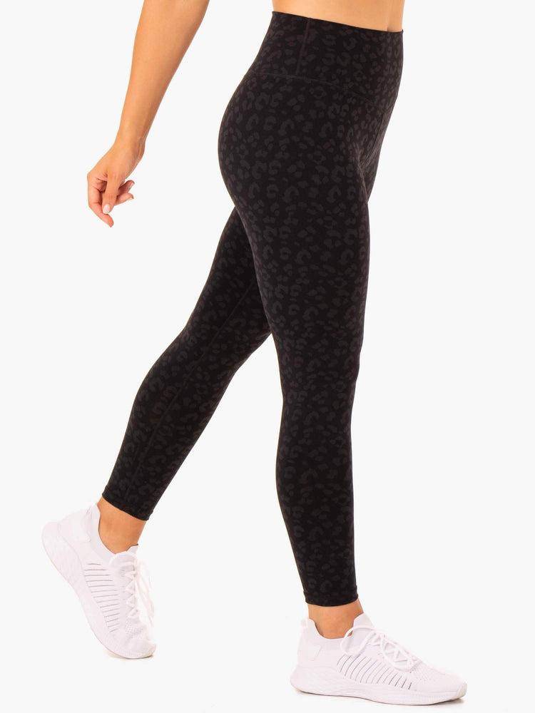 Black Leopard Ryderwear Women Leggings Hybrid Full Length Women's Leggings | AU1900TV