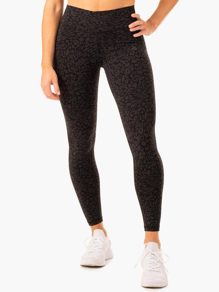 Black Leopard Ryderwear Women Leggings Rotation High Waisted Scrunch Women's Leggings | AU1810LH