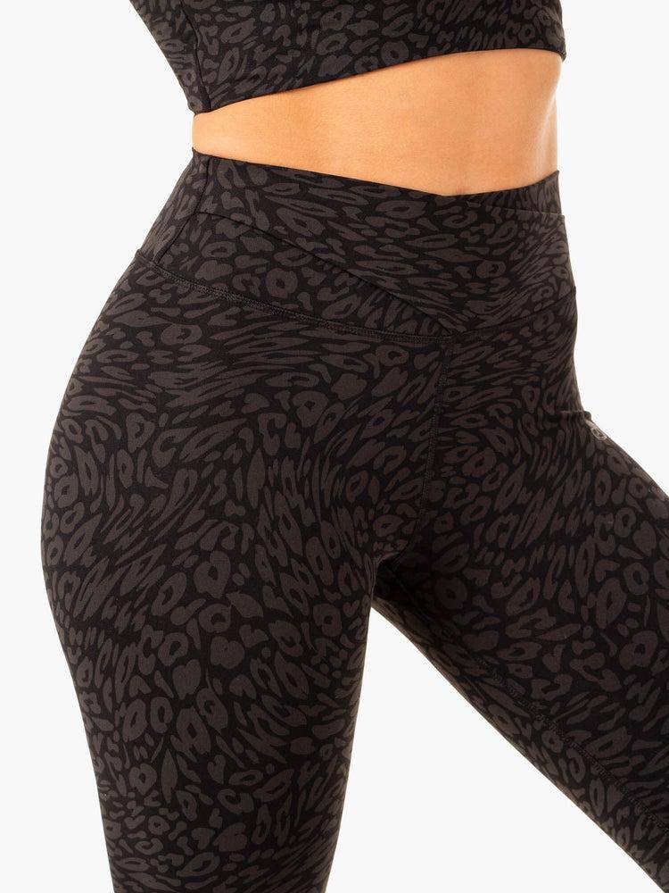 Black Leopard Ryderwear Women Leggings Rotation High Waisted Scrunch Women's Leggings | AU1810LH