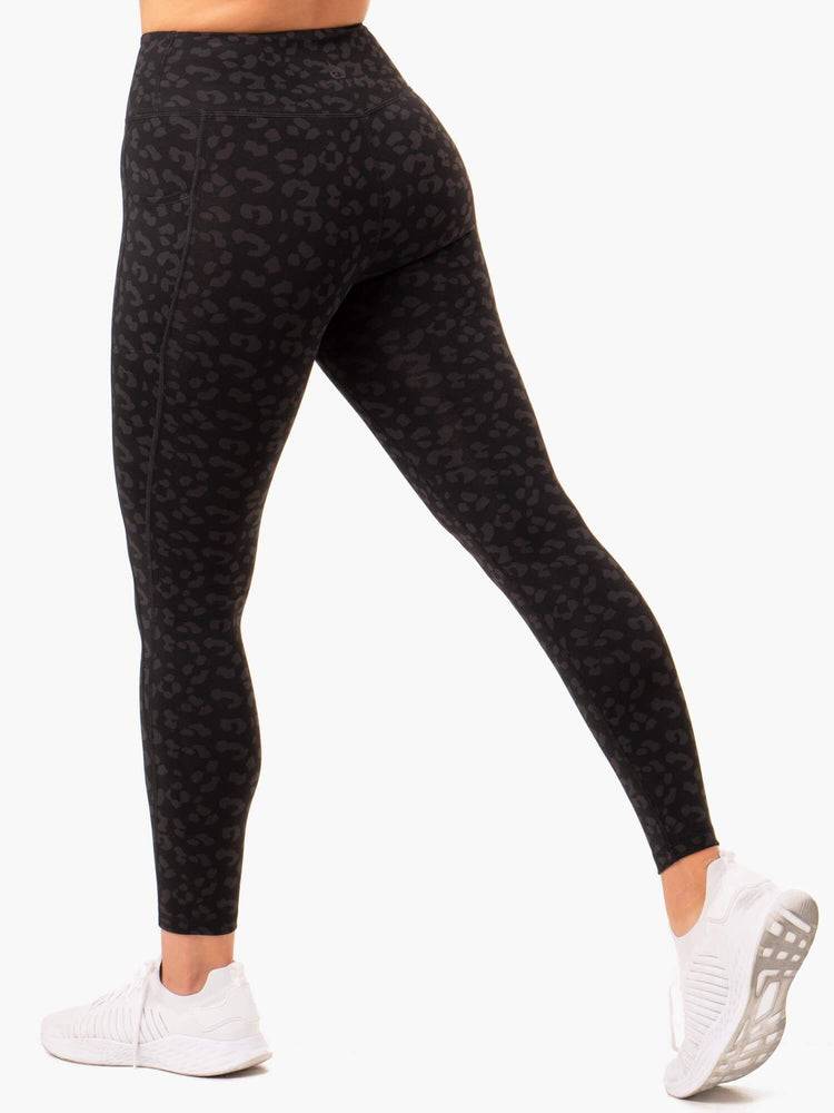 Black Leopard Ryderwear Women Leggings Ultra High Waisted Full Length Women's Leggings | AU1901YU