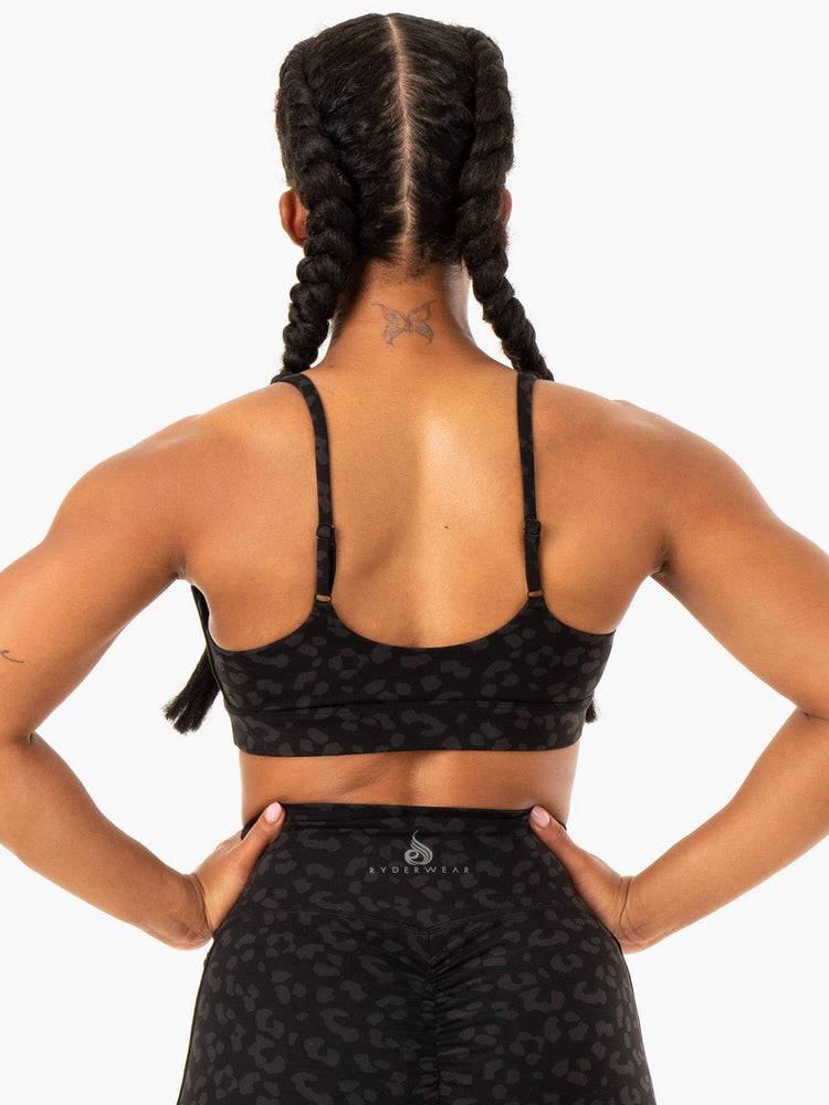 Black Leopard Ryderwear Women Sports Bra Evolution Women's Sports Bra | AU2458BC