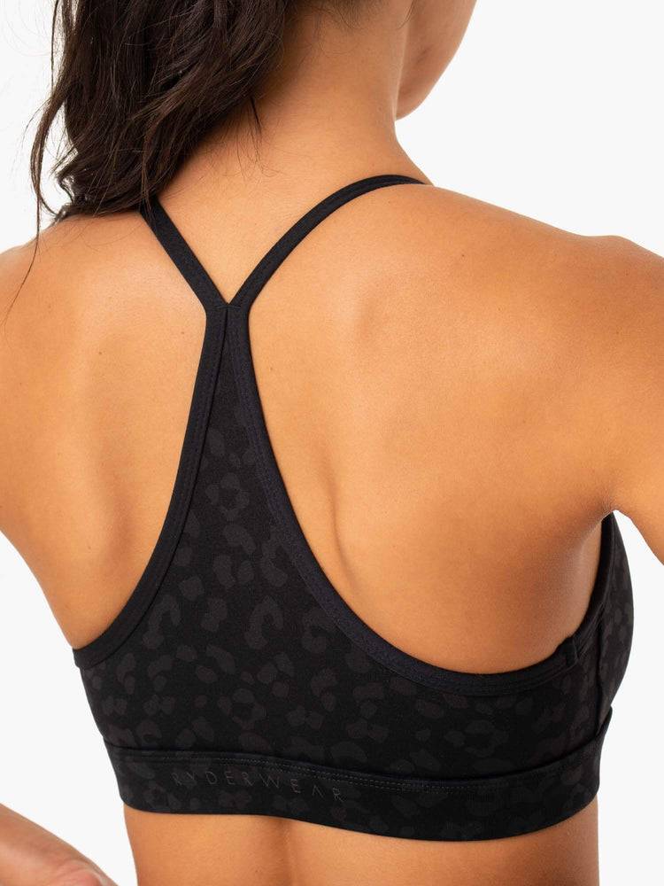 Black Leopard Ryderwear Women Sports Bra Hybrid Women's Sports Bra | AU2501UT