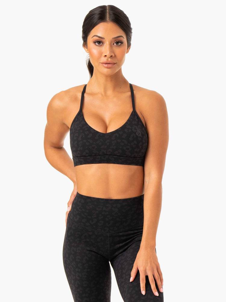 Black Leopard Ryderwear Women Sports Bra Hybrid Women\'s Sports Bra | AU2501UT