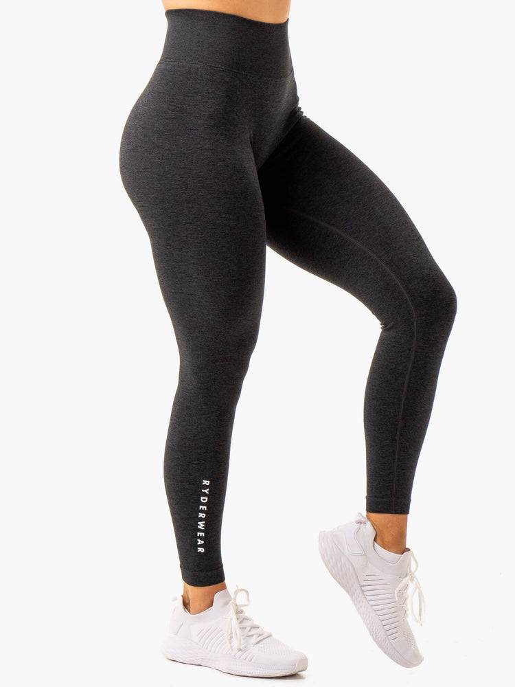 Black Marl Ryderwear Women Leggings Essential Seamless Women's Leggings | AU1771YU