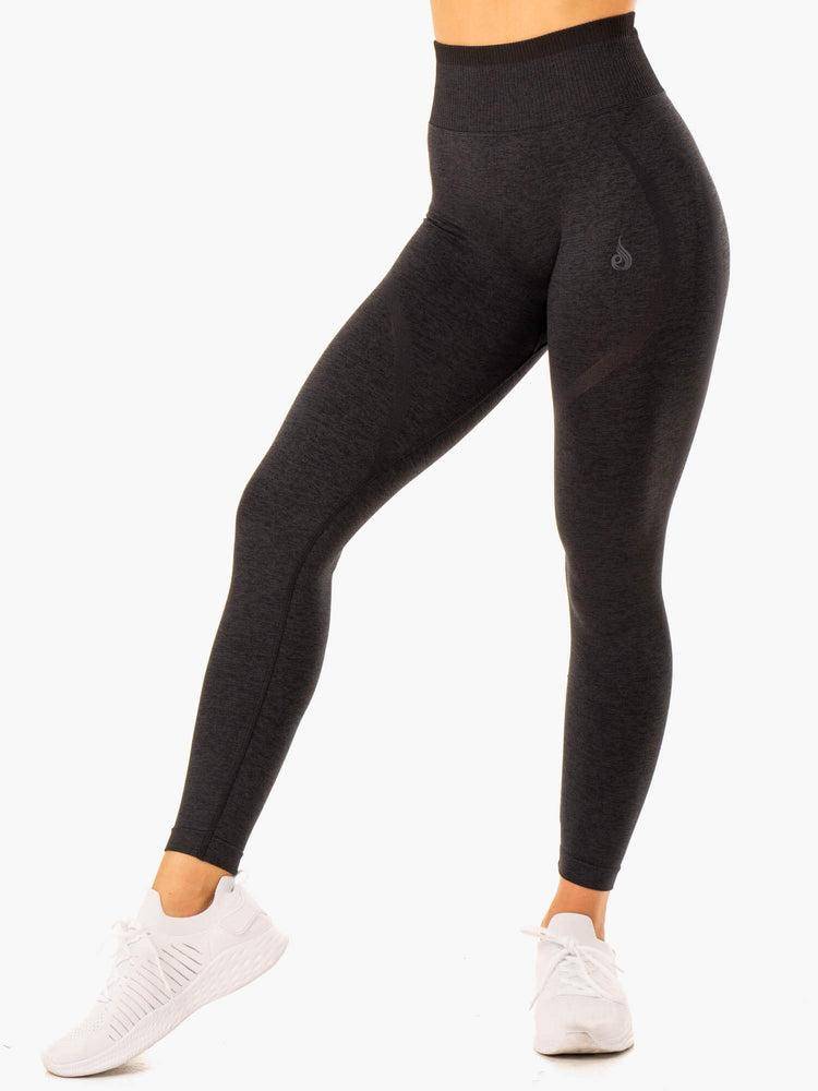 Black Marl Ryderwear Women Leggings Excel Seamless High Waisted Women's Leggings | AU1896QZ