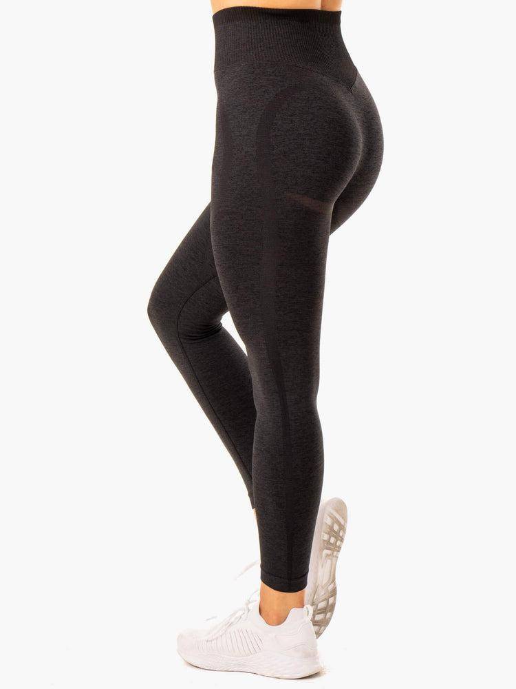 Black Marl Ryderwear Women Leggings Excel Seamless High Waisted Women's Leggings | AU1896QZ