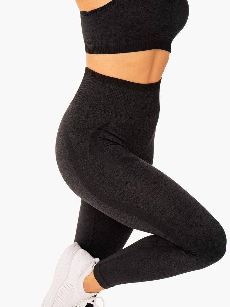 Black Marl Ryderwear Women Leggings Excel Seamless High Waisted Women's Leggings | AU1896QZ