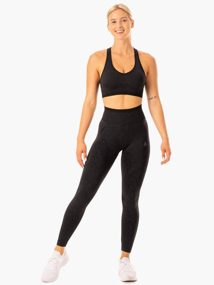 Black Marl Ryderwear Women Leggings Excel Seamless High Waisted Women's Leggings | AU1896QZ