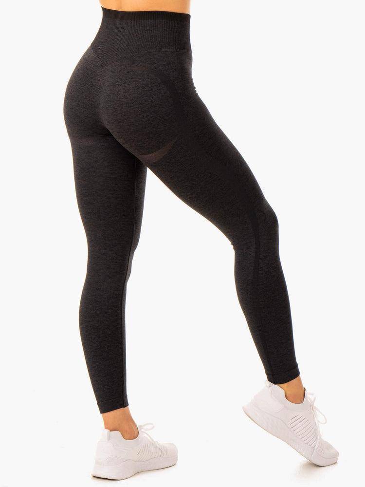 Black Marl Ryderwear Women Leggings Excel Seamless High Waisted Women\'s Leggings | AU1896QZ