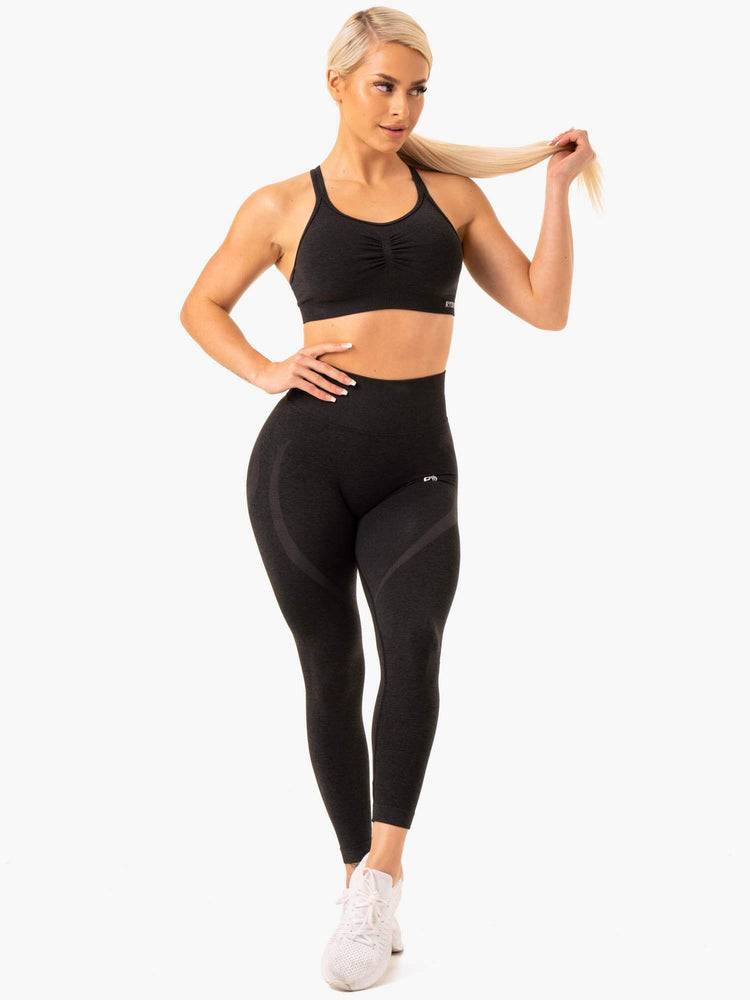 Black Marl Ryderwear Women Leggings Sculpt Seamless Women's Leggings | AU1761CE